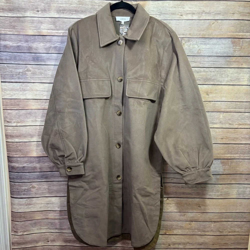 Lucca Couture Tanana Shacket Tan Size Large NWT - Picture 2 of 8